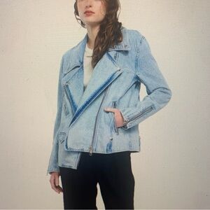 Via Via VIAVIA Italian Denim oversized moto jean jacket small NWT